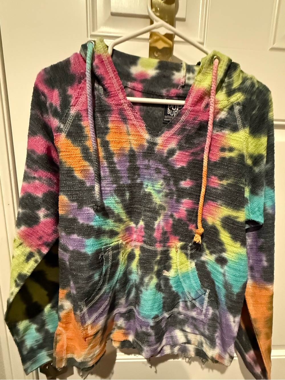 Pop surf size small new tag PINK/BLACK Tie-Dye Hooded Sweater